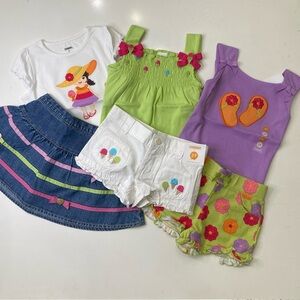 NWT Girls Gymboree Size 2T 2 Shorts Tank Top 6 pc Shirt Skirt Summer Bundle New